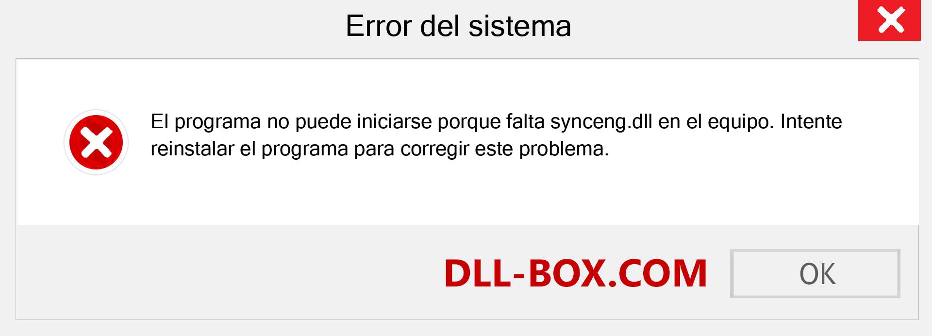 ¿Falta el archivo synceng.dll ?. Descargar para Windows 7, 8, 10 - Corregir synceng dll Missing Error en Windows, fotos, imágenes