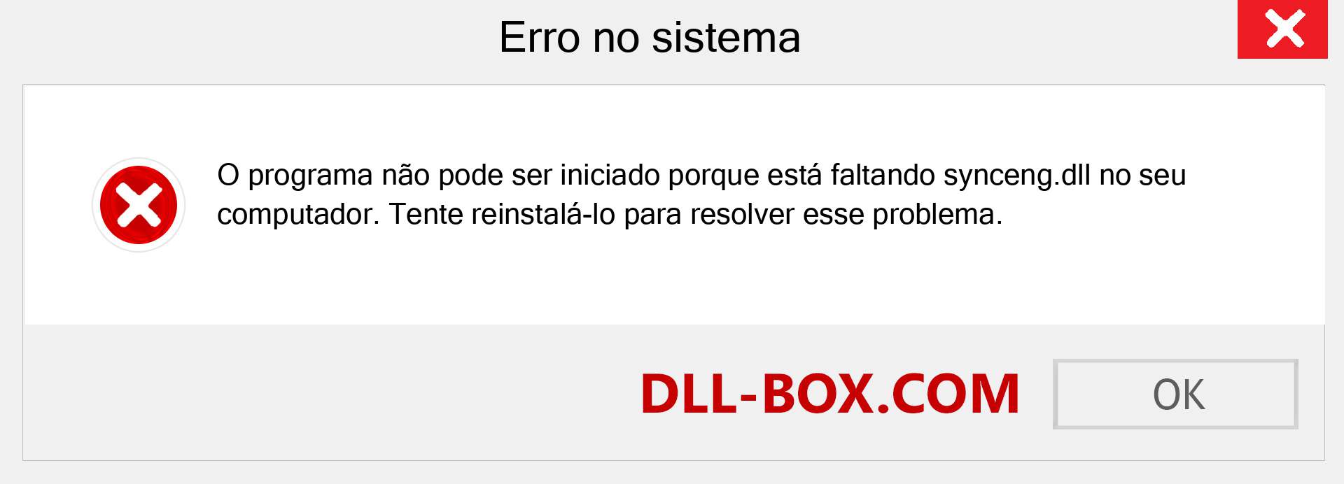 Arquivo synceng.dll ausente ?. Download para Windows 7, 8, 10 - Correção de erro ausente synceng dll no Windows, fotos, imagens